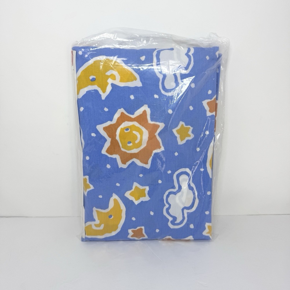 Vintage Lands End Coming Home Cotton Percale Fitted Crib Sheet Sun & Moon Print